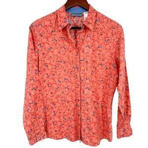 Wrangler Blues Womens Sz Medium Coral Pink Western Ranchwear Rodeo Shirt Top